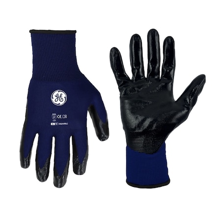 Ge Coated Gloves, Nitrile, Smooth, Blue, 1 PR GG215XLC